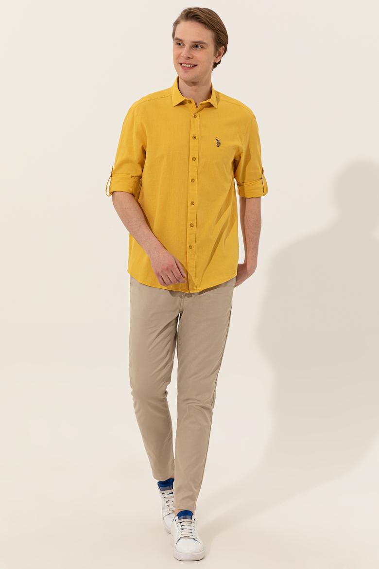 Erkek Safran Uzun Kollu Basic Gömlek - 50246466068