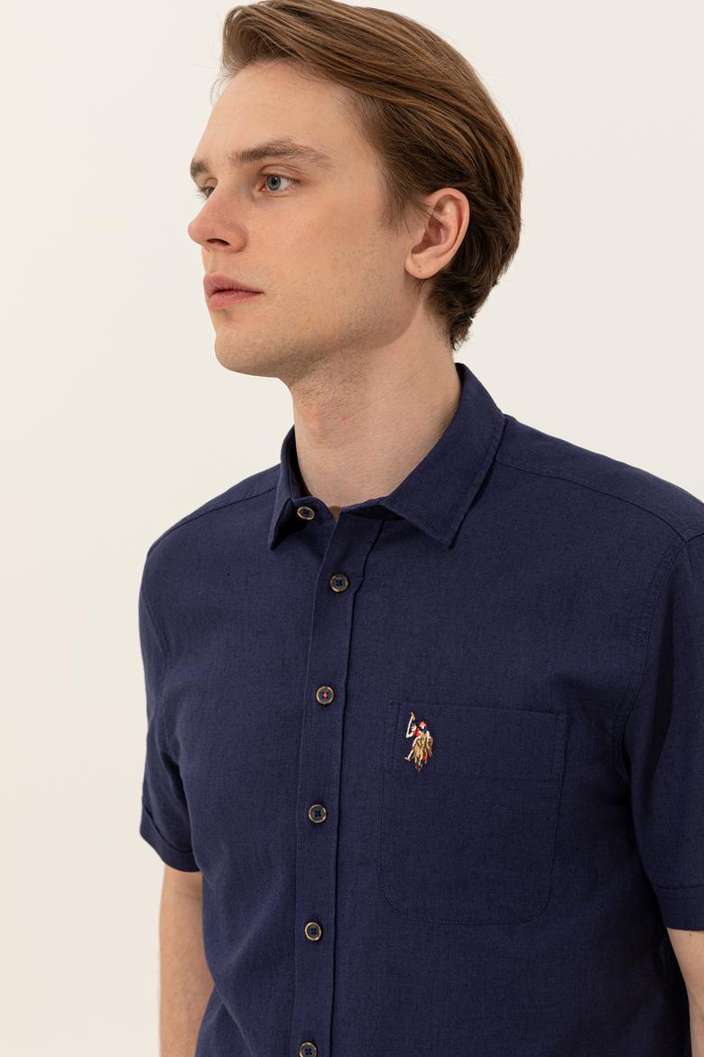 Erkek Lacivert Kısa Kollu Gömlek - 50249523038