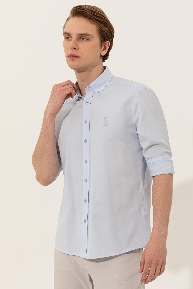 Erkek Açık Mavi Uzun Kollu Basic Gömlek - 50249489006
