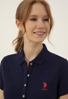 Kadın Lacivert Polo Yaka Örme Elbise - 50246319020