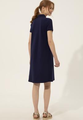 Kadın Lacivert Polo Yaka Örme Elbise - 50246319020