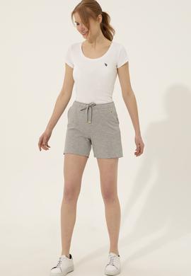 Kadın Gri Melanj Örme Şort - 50253134031
