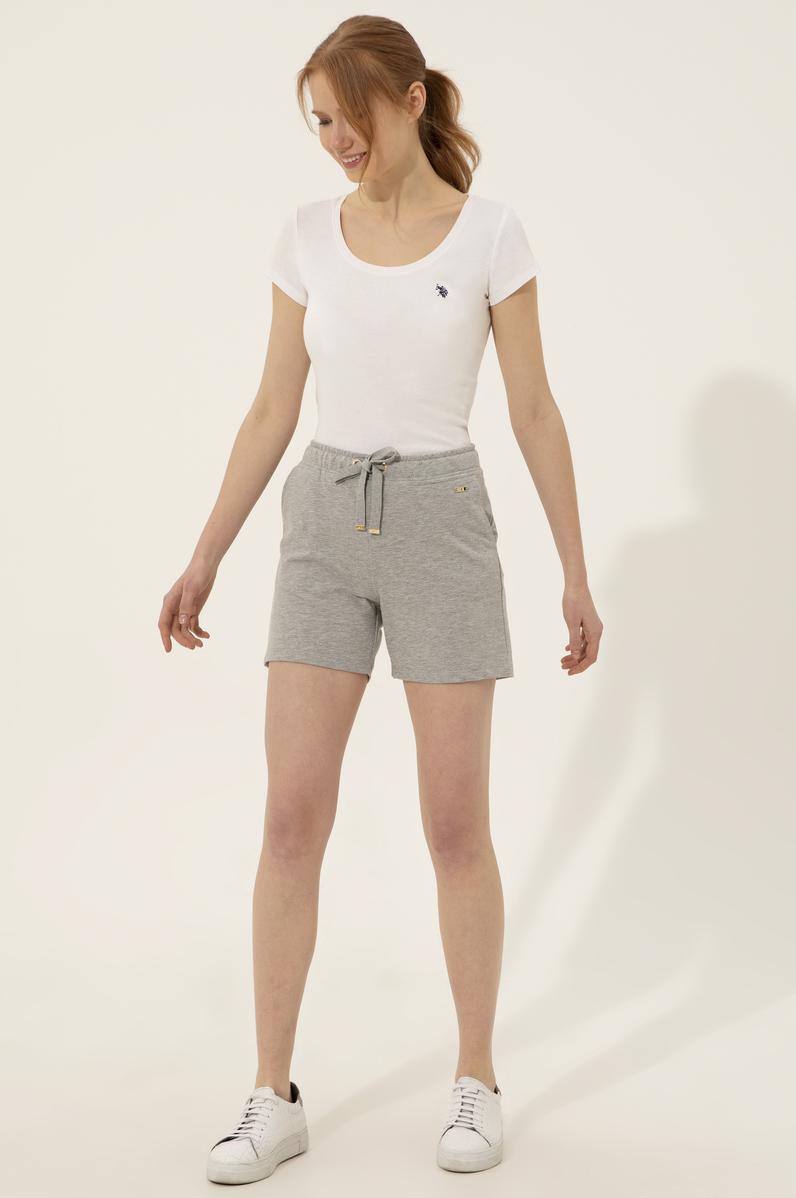 Kadın Gri Melanj Örme Şort