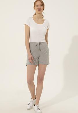 Kadın Gri Melanj Örme Şort - 50253134031