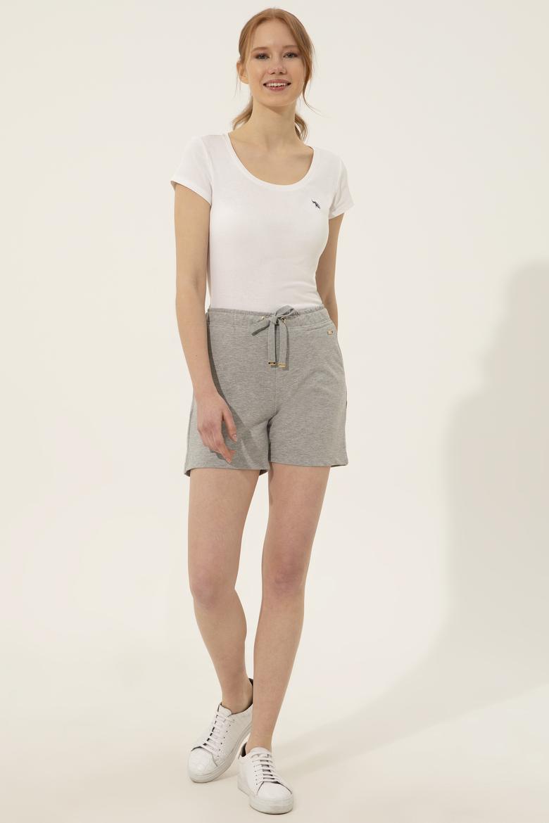 Kadın Gri Melanj Örme Şort - 50253134031
