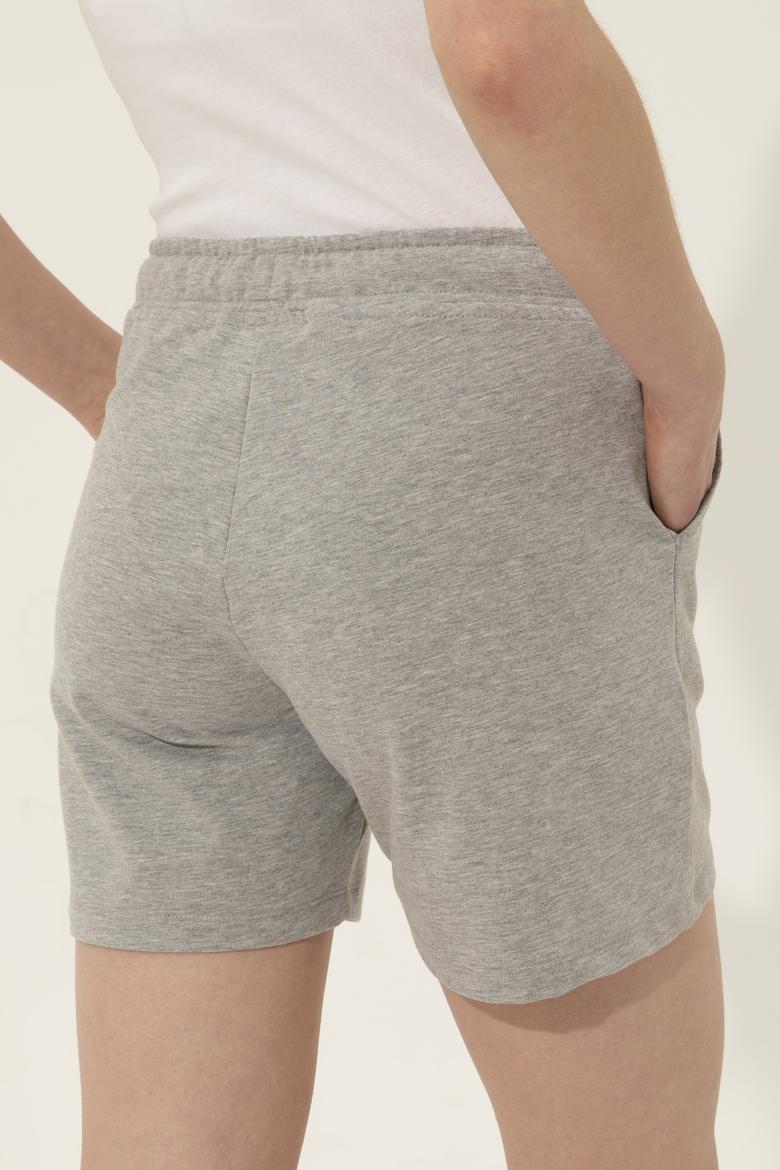 Kadın Gri Melanj Örme Şort - 50253134031