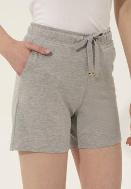 Kadın Gri Melanj Örme Şort - 50253134031