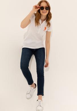 Kadın Beyaz Polo Yaka Basic Tişört - 50248991009