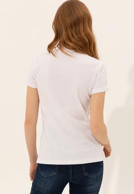 Kadın Beyaz Polo Yaka Basic Tişört - 50248991009
