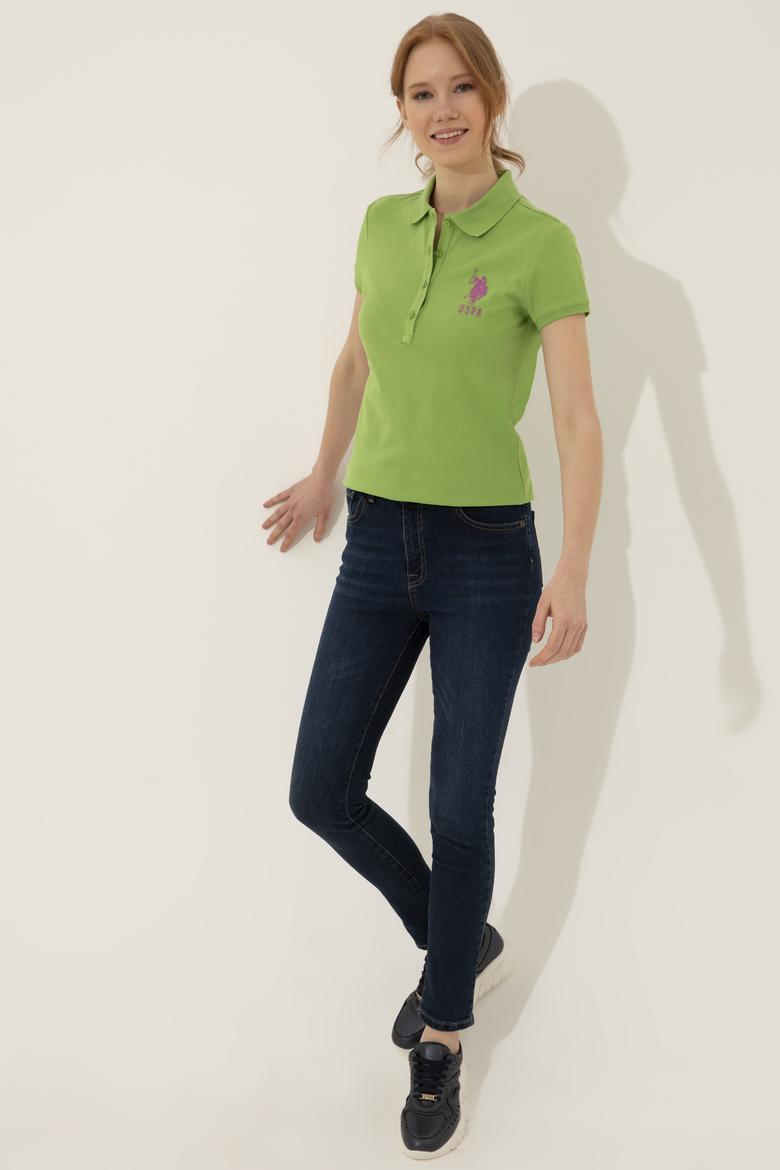 Kadın Yeşil Basic Polo Yaka Tişört - 50248991022