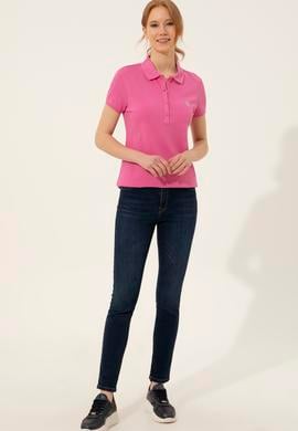 Kadın Pembe Basic Polo Yaka Tişört - 50246272130