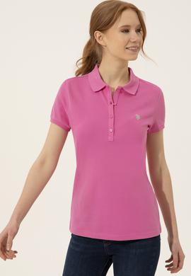 Kadın Pembe Basic Polo Yaka Tişört - 50246272130