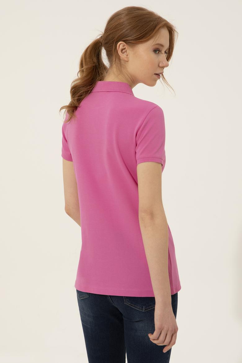 Kadın Pembe Basic Polo Yaka Tişört - 50246272130