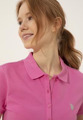 Kadın Pembe Basic Polo Yaka Tişört - 50246272130