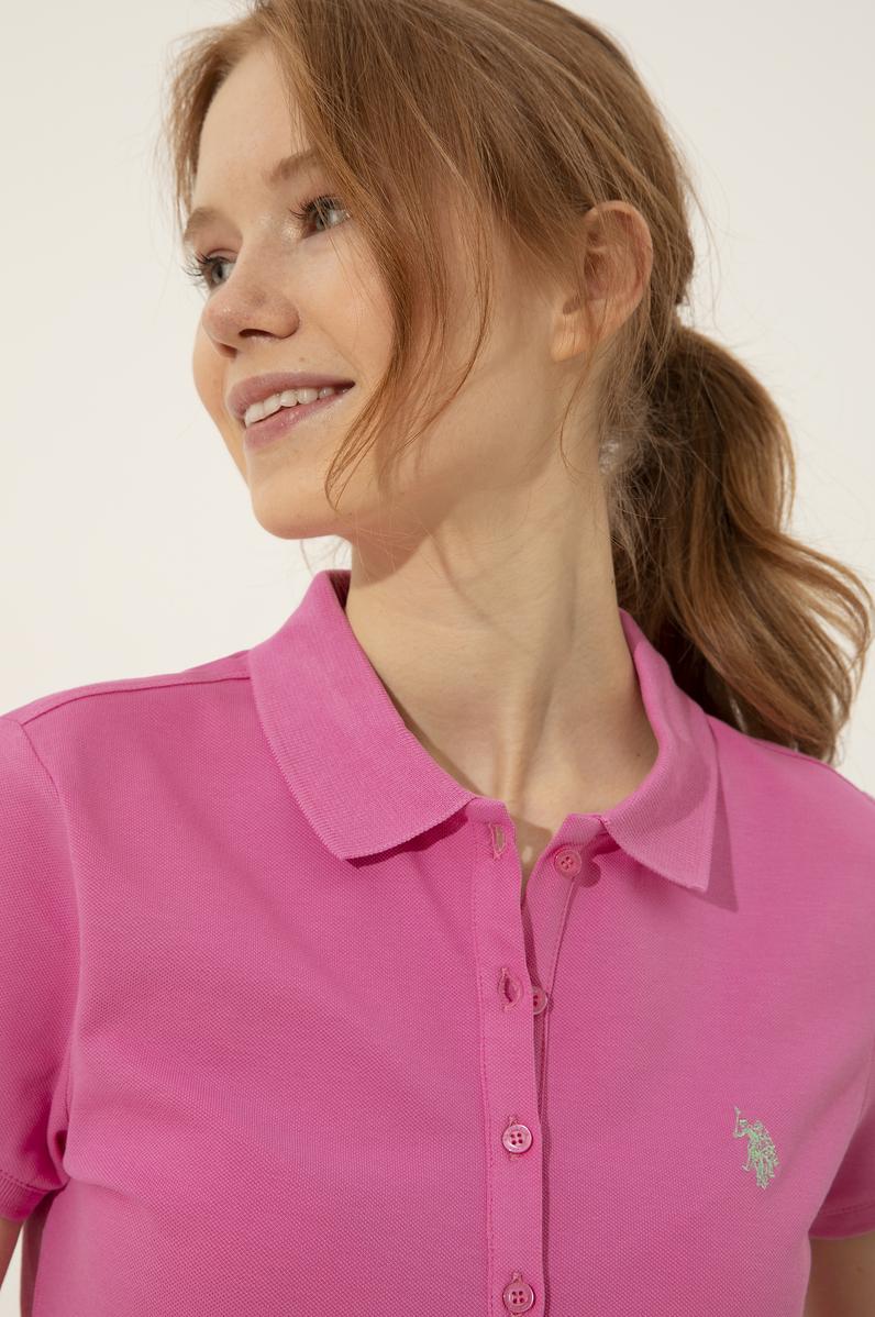 Kadın Pembe Basic Polo Yaka Tişört