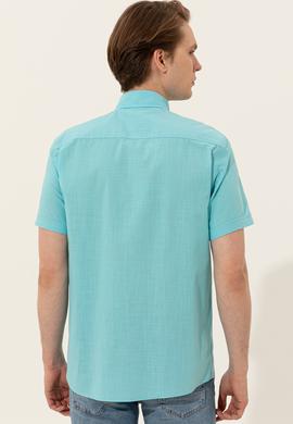 Erkek Turkuaz Kısa Kollu Gömlek - 50246425036