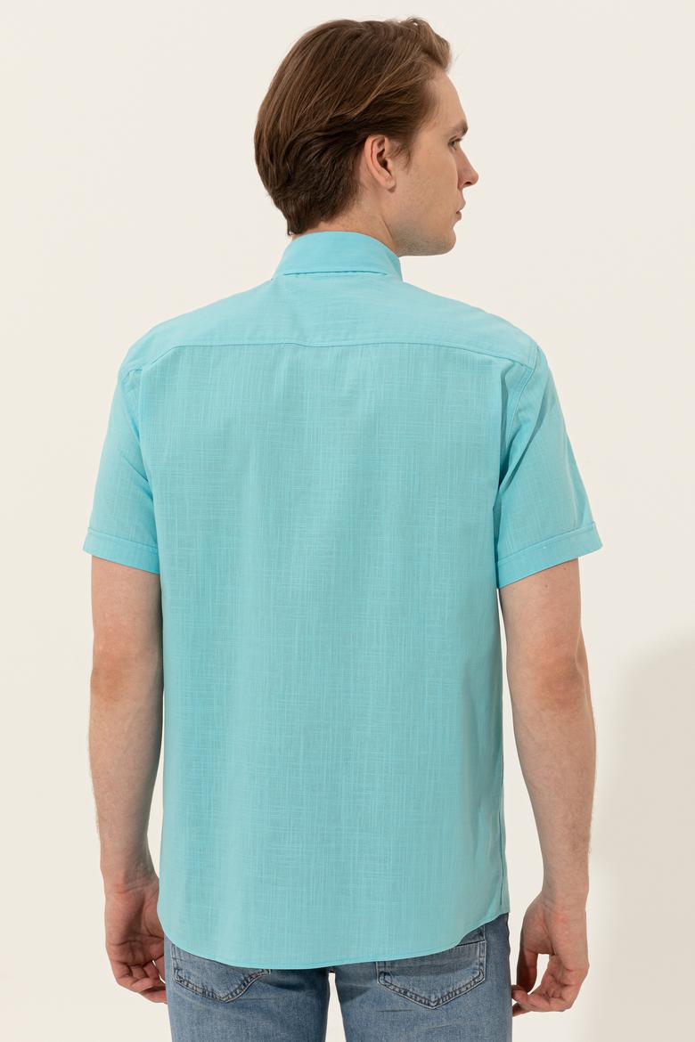 Erkek Turkuaz Kısa Kollu Gömlek - 50246425036