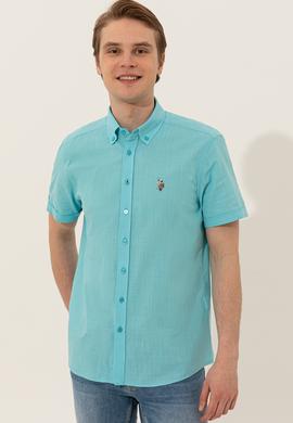 Erkek Turkuaz Kısa Kollu Gömlek - 50246425036