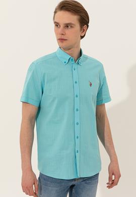 Erkek Turkuaz Kısa Kollu Gömlek - 50246425036
