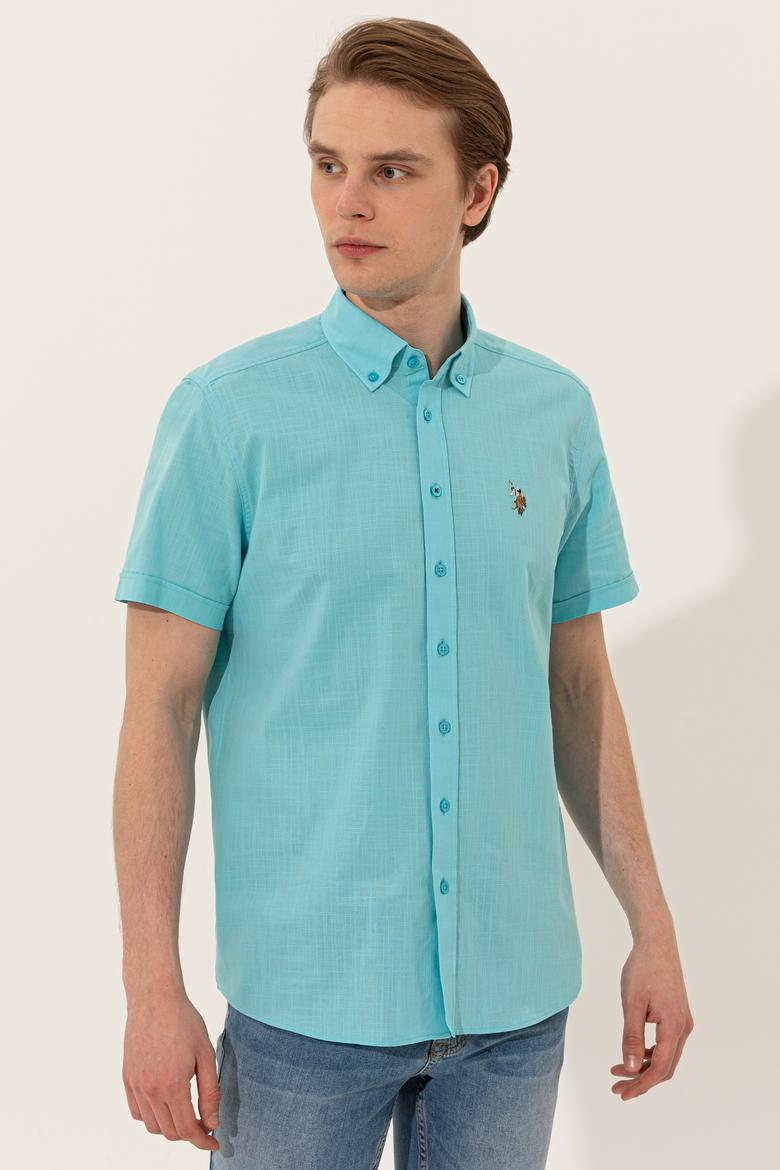 Erkek Turkuaz Kısa Kollu Gömlek - 50246425036