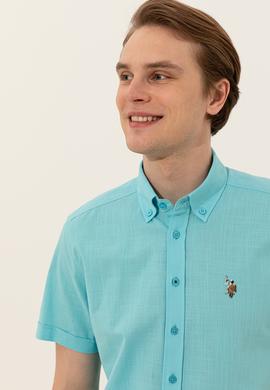 Erkek Turkuaz Kısa Kollu Gömlek - 50246425036