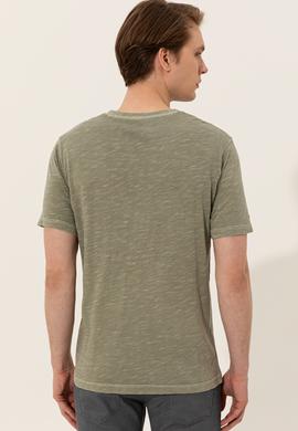 Erkek Koyu Haki Basic Tişört - 50246848098