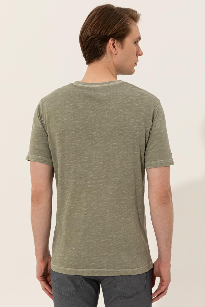 Erkek Koyu Haki Basic Tişört - 50246848098