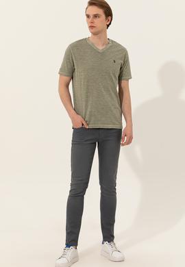 Erkek Koyu Haki Basic Tişört - 50246848098