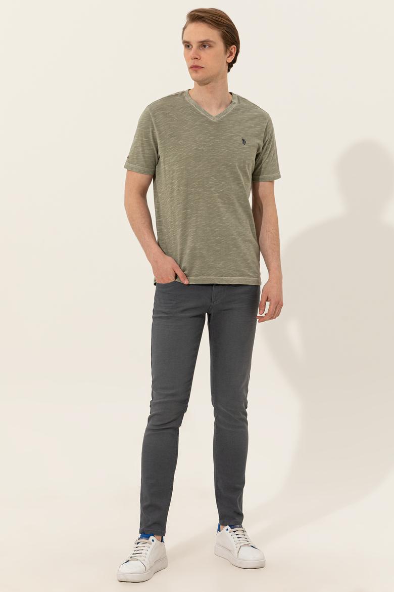 Erkek Koyu Haki Basic Tişört - 50246848098