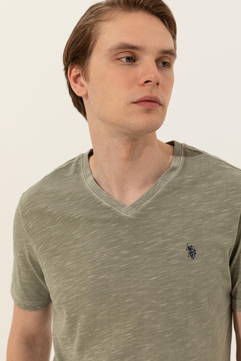 Erkek Koyu Haki Basic Tişört - 50246848098