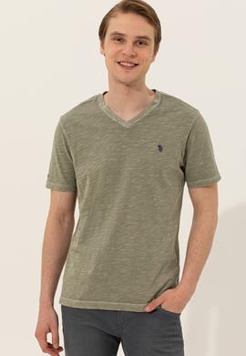 Erkek Koyu Haki Basic Tişört - 50246848098