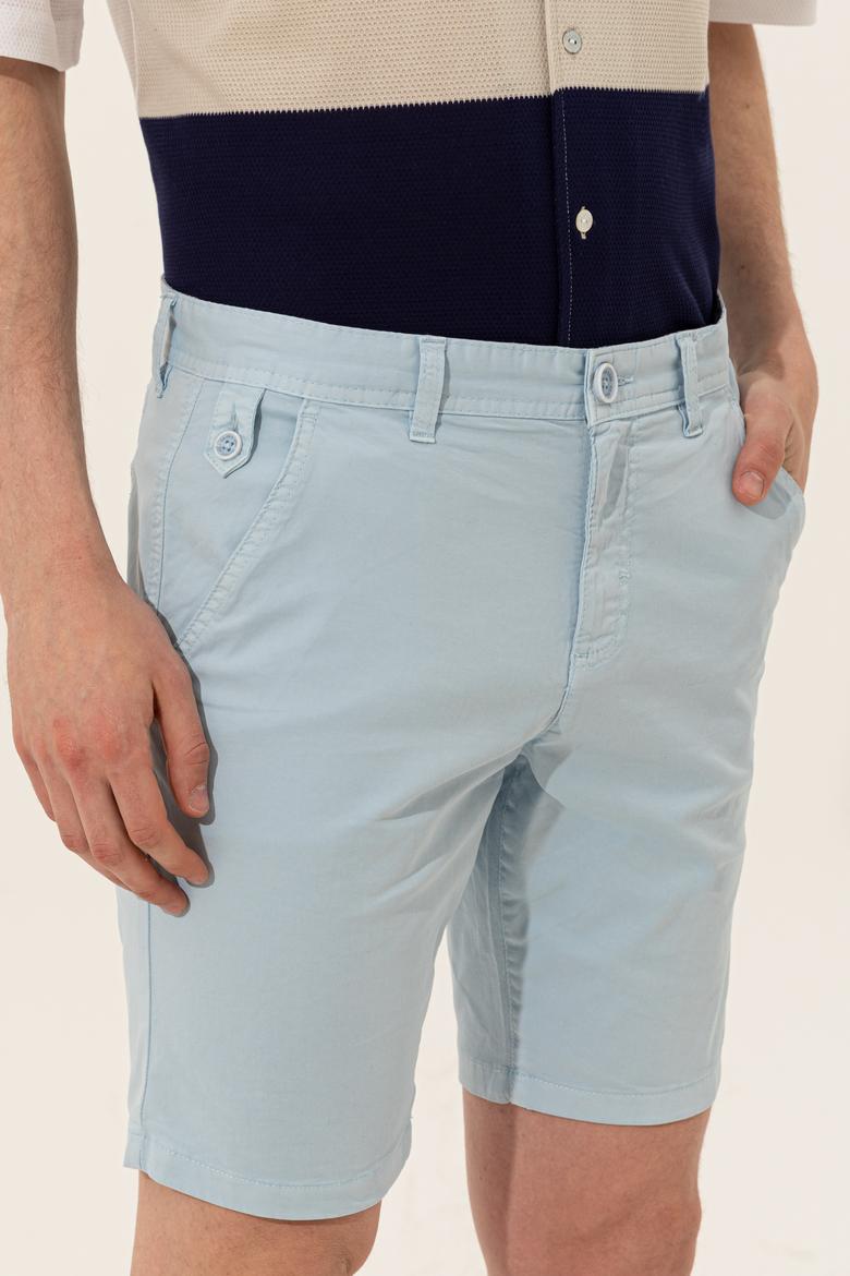 Erkek Açık Mavi Dokuma Şort - 50246116002