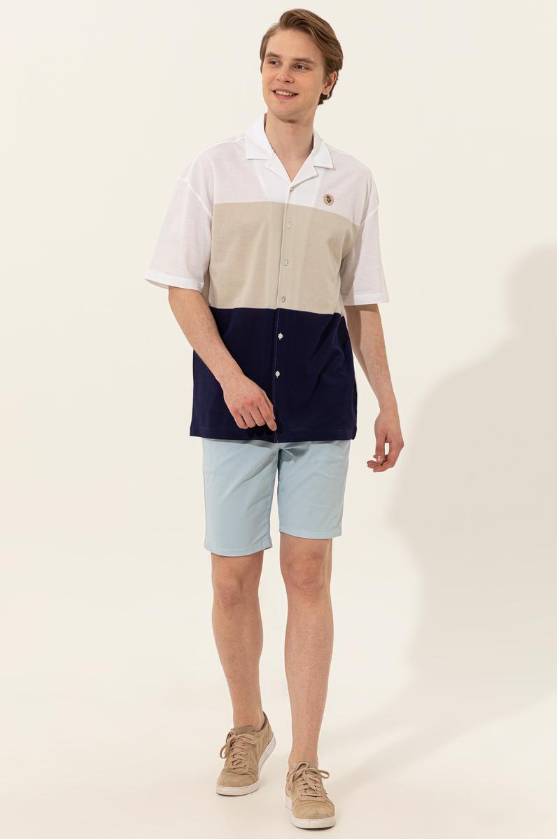 Erkek Açık Mavi Dokuma Şort