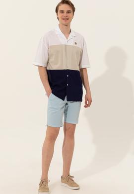 Erkek Açık Mavi Dokuma Şort - 50246116002