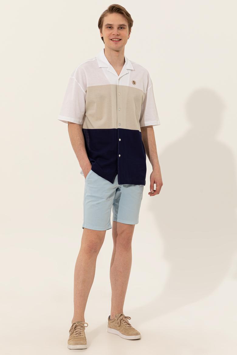 Erkek Açık Mavi Dokuma Şort - 50246116002
