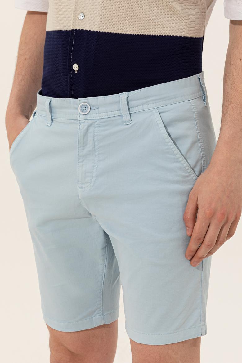 Erkek Açık Mavi Dokuma Şort - 50246116002