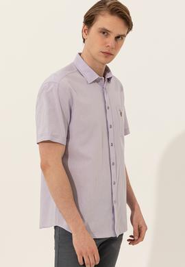 Erkek Lila Kısa Kollu Gömlek - 50249523047