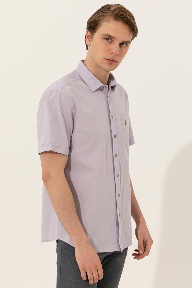 Erkek Lila Kısa Kollu Gömlek - 50249523047