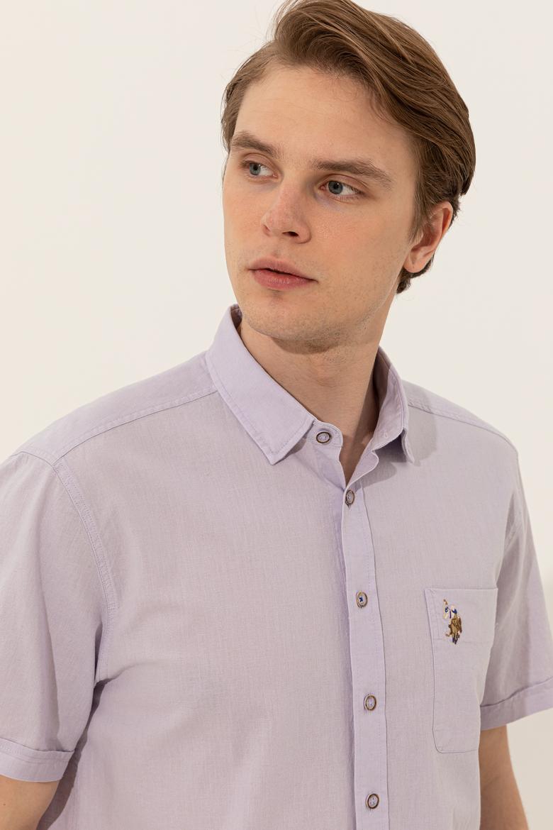 Erkek Lila Kısa Kollu Gömlek - 50249523047