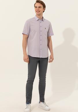 Erkek Lila Kısa Kollu Gömlek - 50249523047