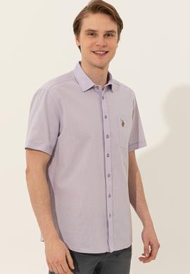 Erkek Lila Kısa Kollu Gömlek - 50249523047