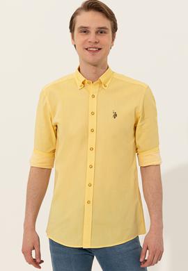 Erkek Açık Sarı Uzun Kollu Basic Gömlek - 50246368082