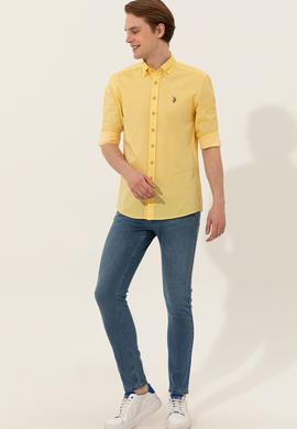Erkek Açık Sarı Uzun Kollu Basic Gömlek - 50246368082