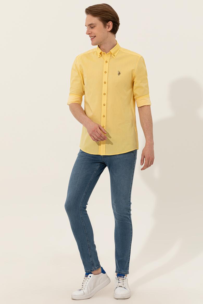 Erkek Açık Sarı Uzun Kollu Basic Gömlek - 50246368082