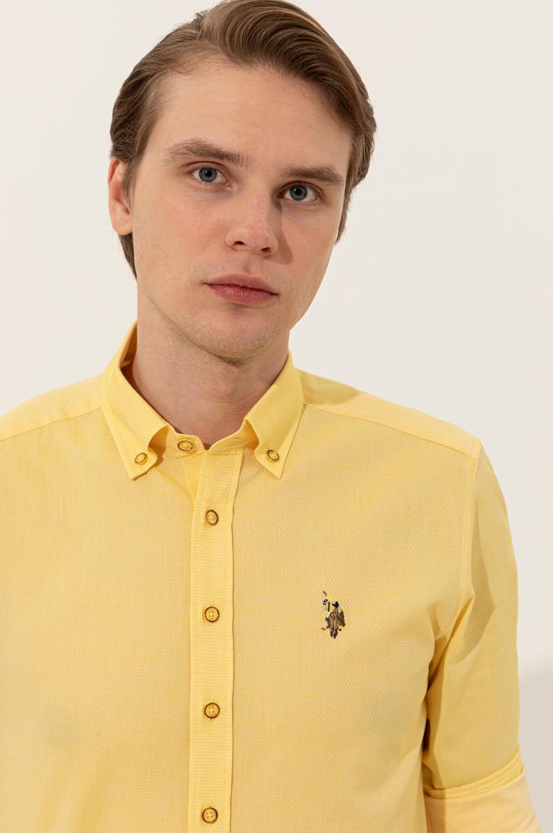Erkek Açık Sarı Uzun Kollu Basic Gömlek
