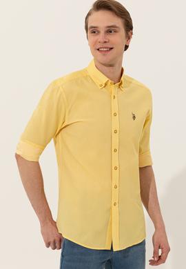 Erkek Açık Sarı Uzun Kollu Basic Gömlek - 50246368082