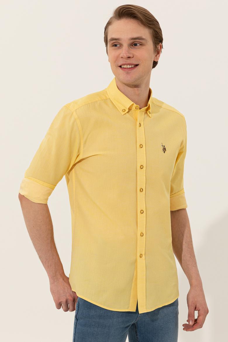 Erkek Açık Sarı Uzun Kollu Basic Gömlek - 50246368082