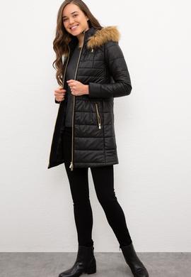 Kadın Siyah Deri Mont Kaban - 50231382001