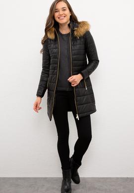 Kadın Siyah Deri Mont Kaban - 50231382001