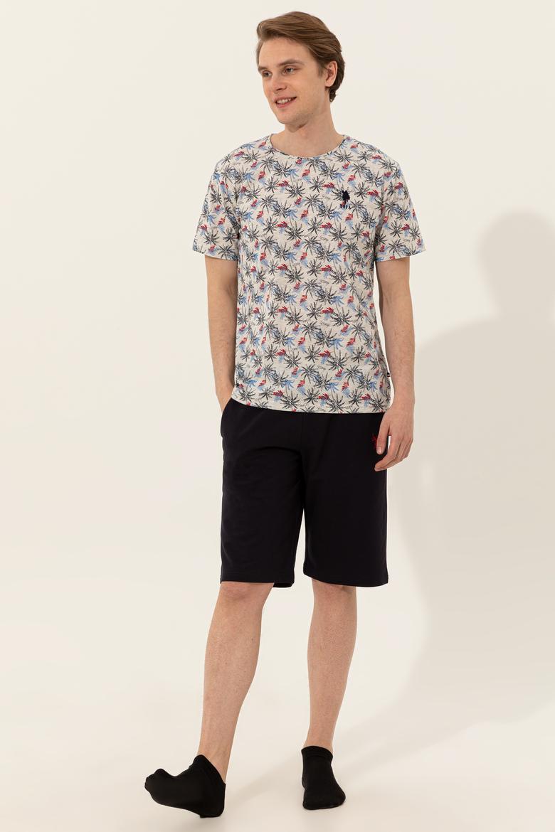 Erkek Krem Melanj Pijama Takımı